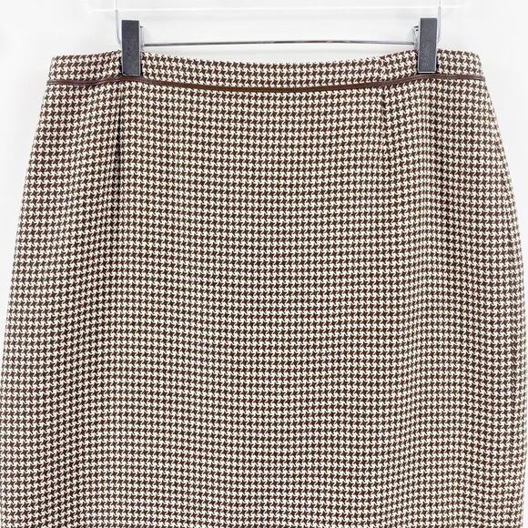 ESCADA Vintage Brown Houndstooth Pencil Mini Skirt - Picture 6 of 7